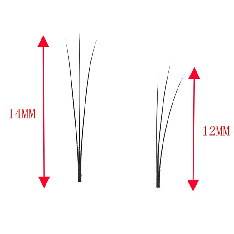 3D Russian Volume Eyelash Extenisons 0.10 D Curl 14mm Short Stem ZX059