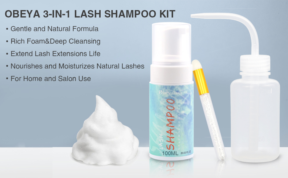 OBEYA Lash Shampoo Kit Foam Cleanser for Eyelash Extension LM