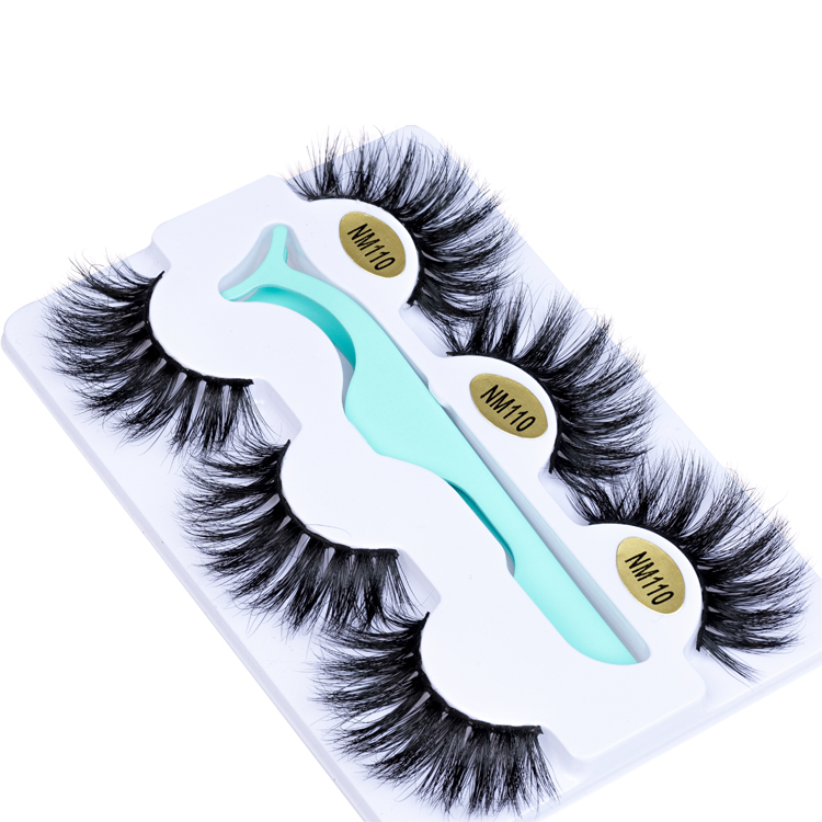 3 Pairs 20mm Popular 3D Mink Lashes with 1 Tweezer ZX025