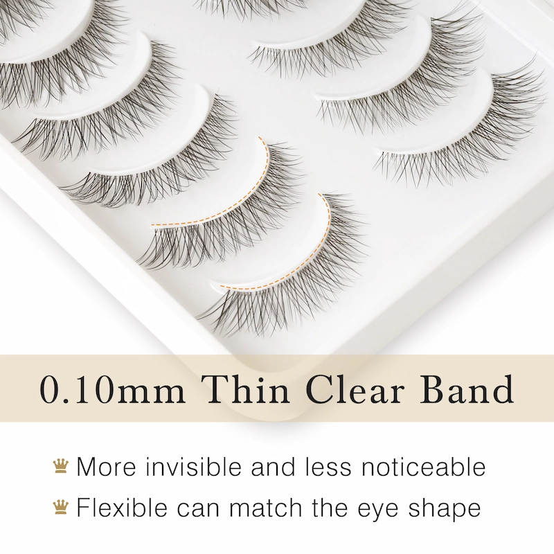 Wholesale natural soft 3D clear band silk lashes XJ128