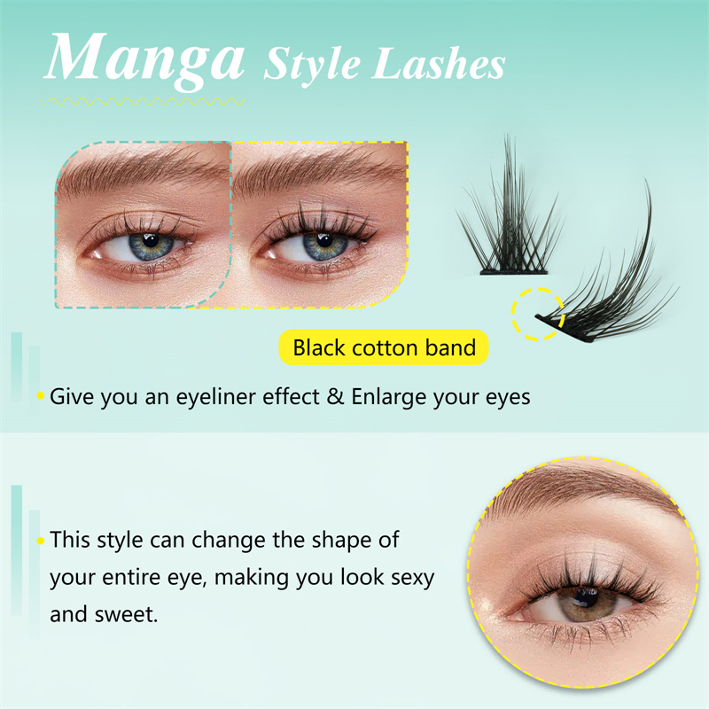 Wholesale New trend manga lash style Spikes cluster lash DIY lash extensions XJ123