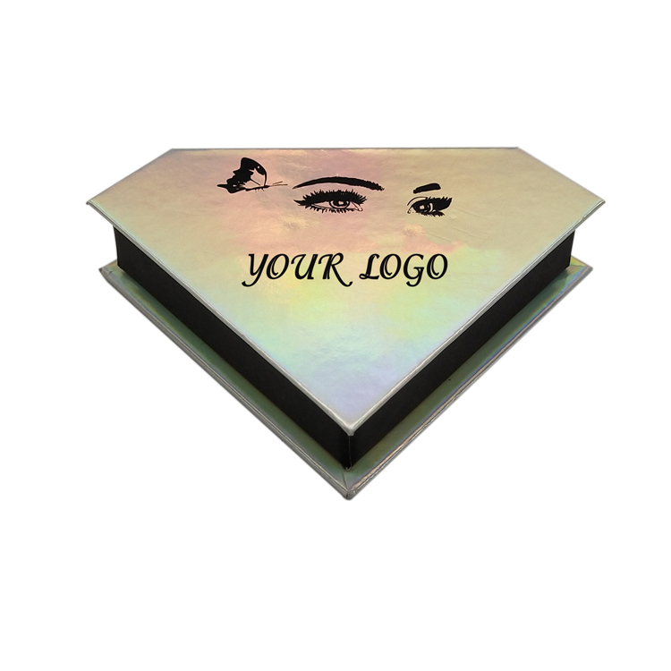 Holographic Empty Eyelash Packaging Diamond Shape Box For Lashes ZX039