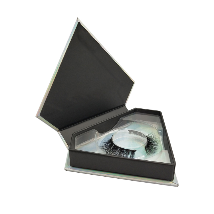 Holographic Empty Eyelash Packaging Diamond Shape Box For Lashes ZX039