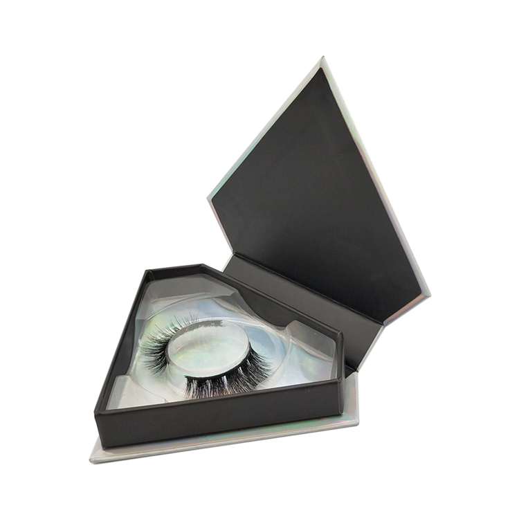 Holographic Empty Eyelash Packaging Diamond Shape Box For Lashes ZX039