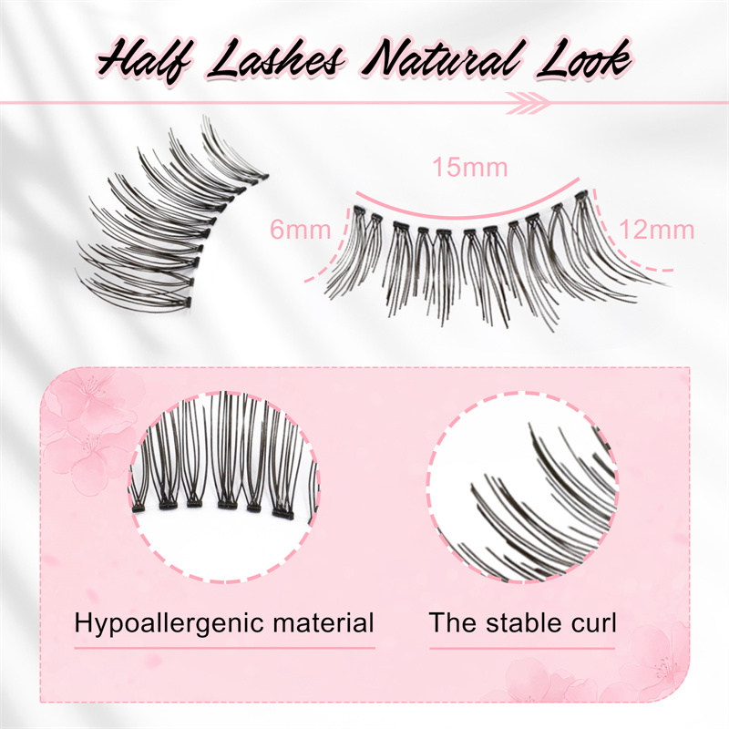 Half eyelash natural soft cat eye silk corner lash XJ124