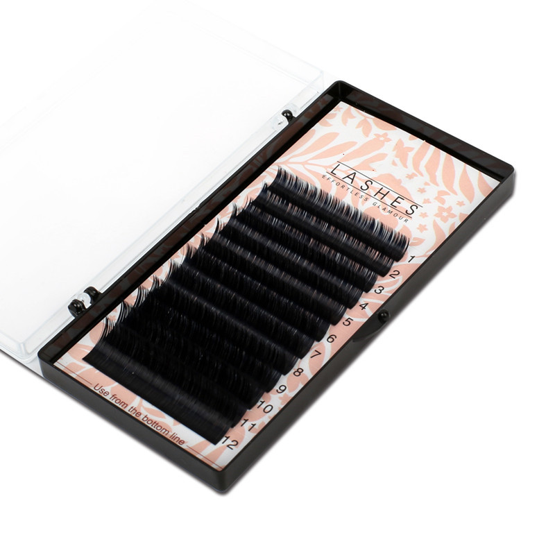 Privat label silk individual eyelash extensions vendors faux mink synthetic hair 0.07 C curl XJ08