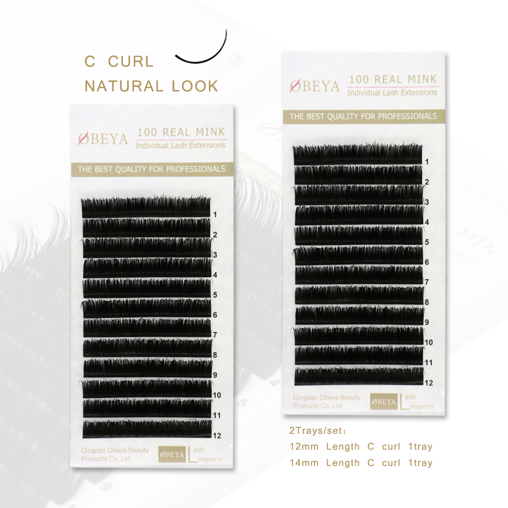 Free Sample Accepted 100% Real Mink Fur Individual Eyelash Extension C D Curl with Private Logo YY56