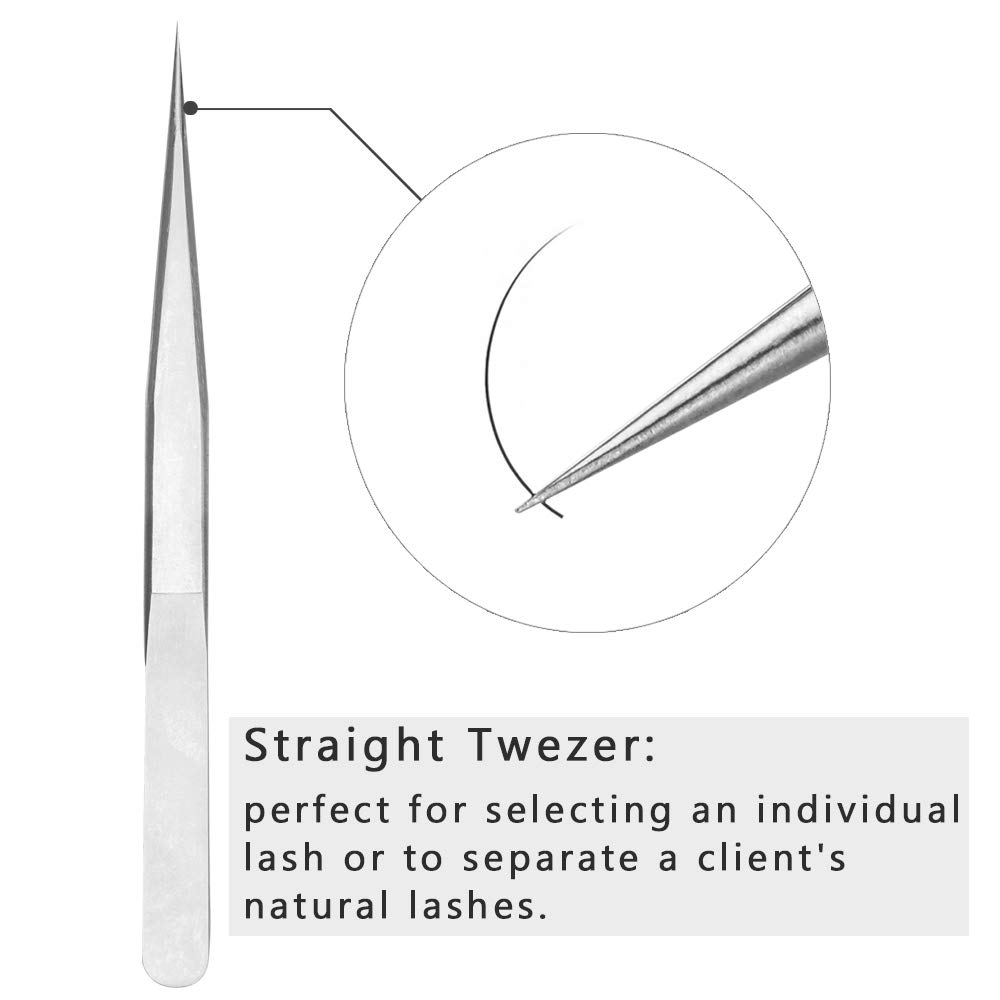  Stainless Steel Tweezer for Individual Eyelash Extension Curved and Straight YY35