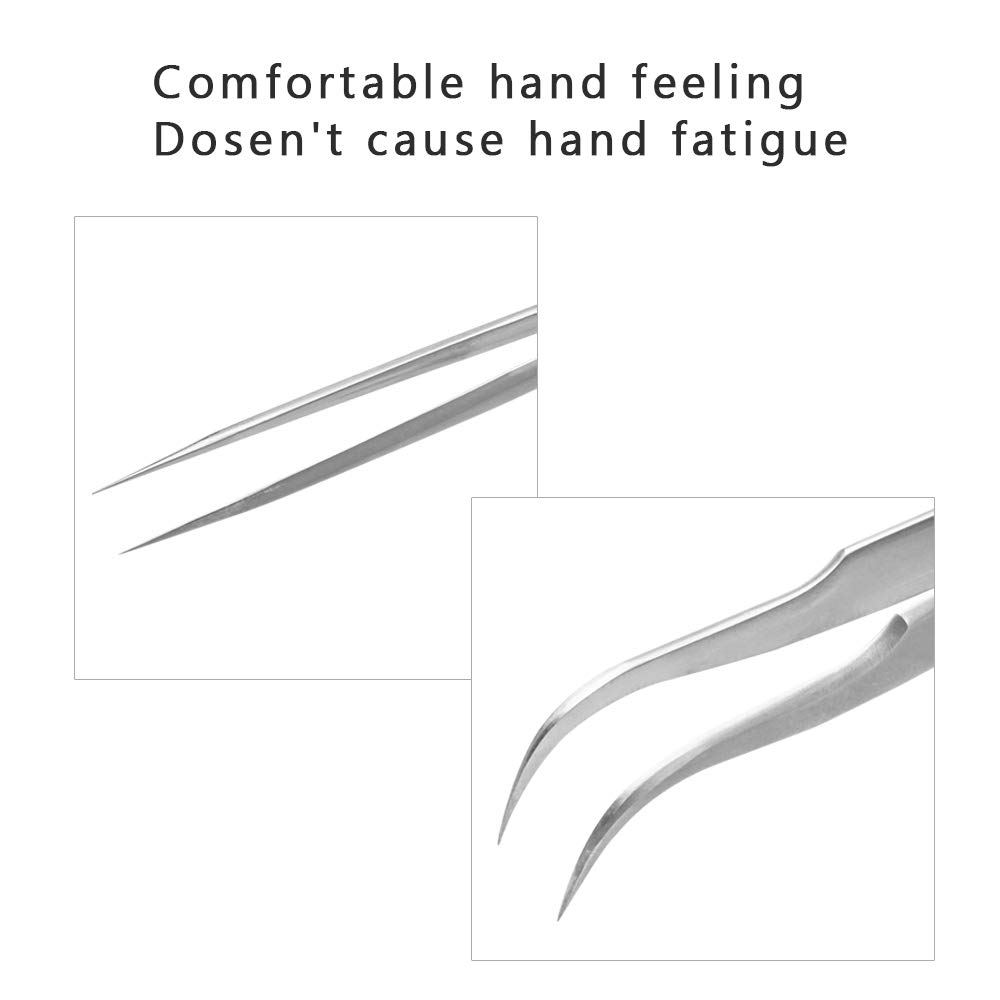 Stainless Steel Tweezer for Individual Eyelash Extension Curved and Straight YY35