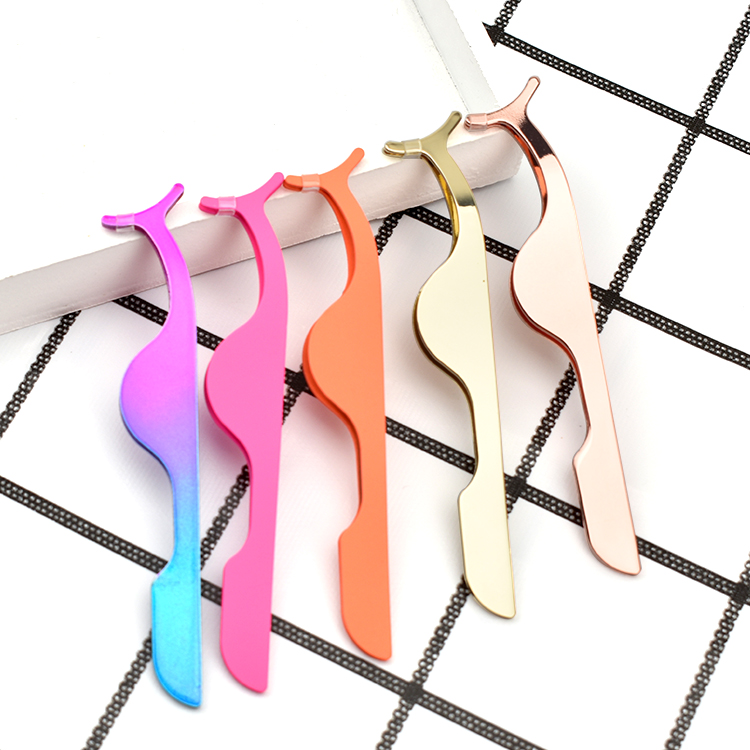 Custom Logo Stainless Steel Eyelash Applicator Tweezers for Strip Lash ZX098