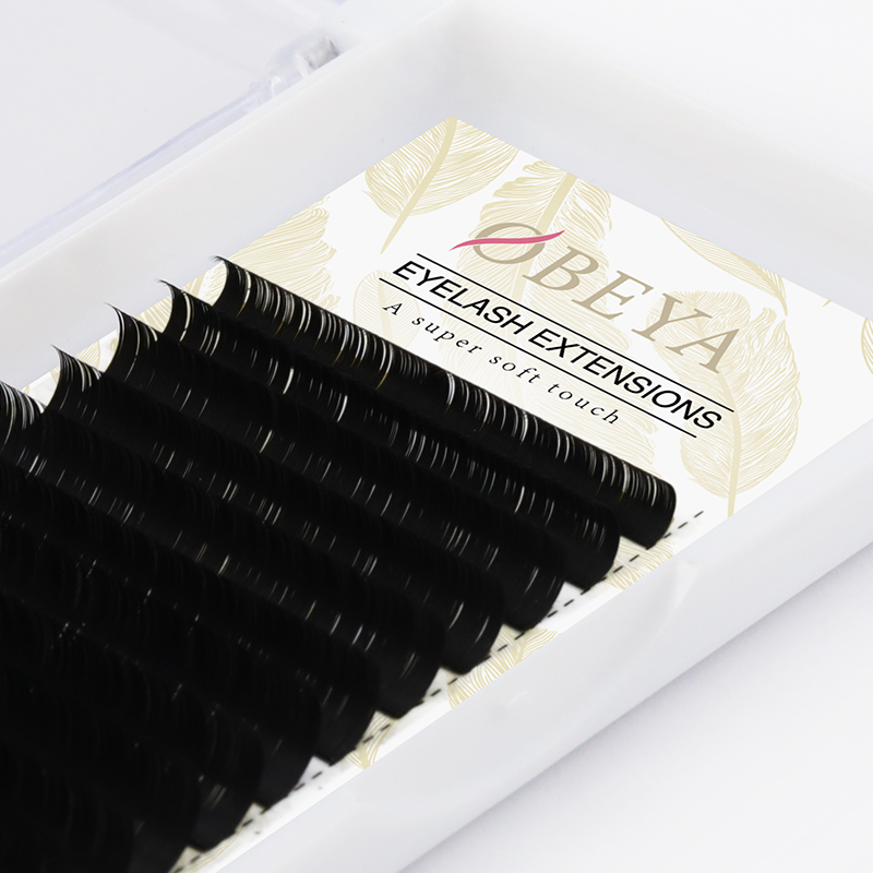 Private Label Ellipse Flat Lash Extension Super Soft Double Tips Matte Black Color LM